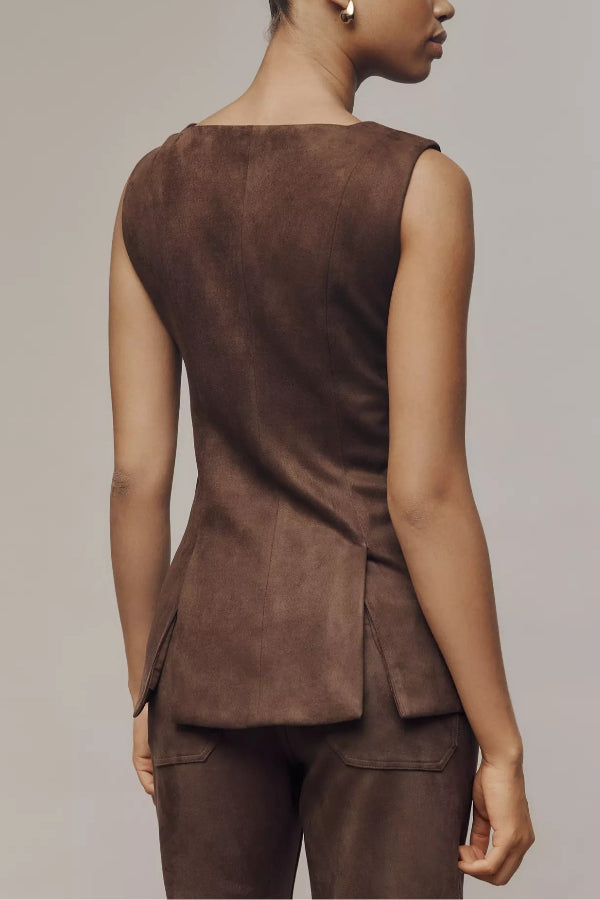 Maeve Faux-Suede Cutaway Vest