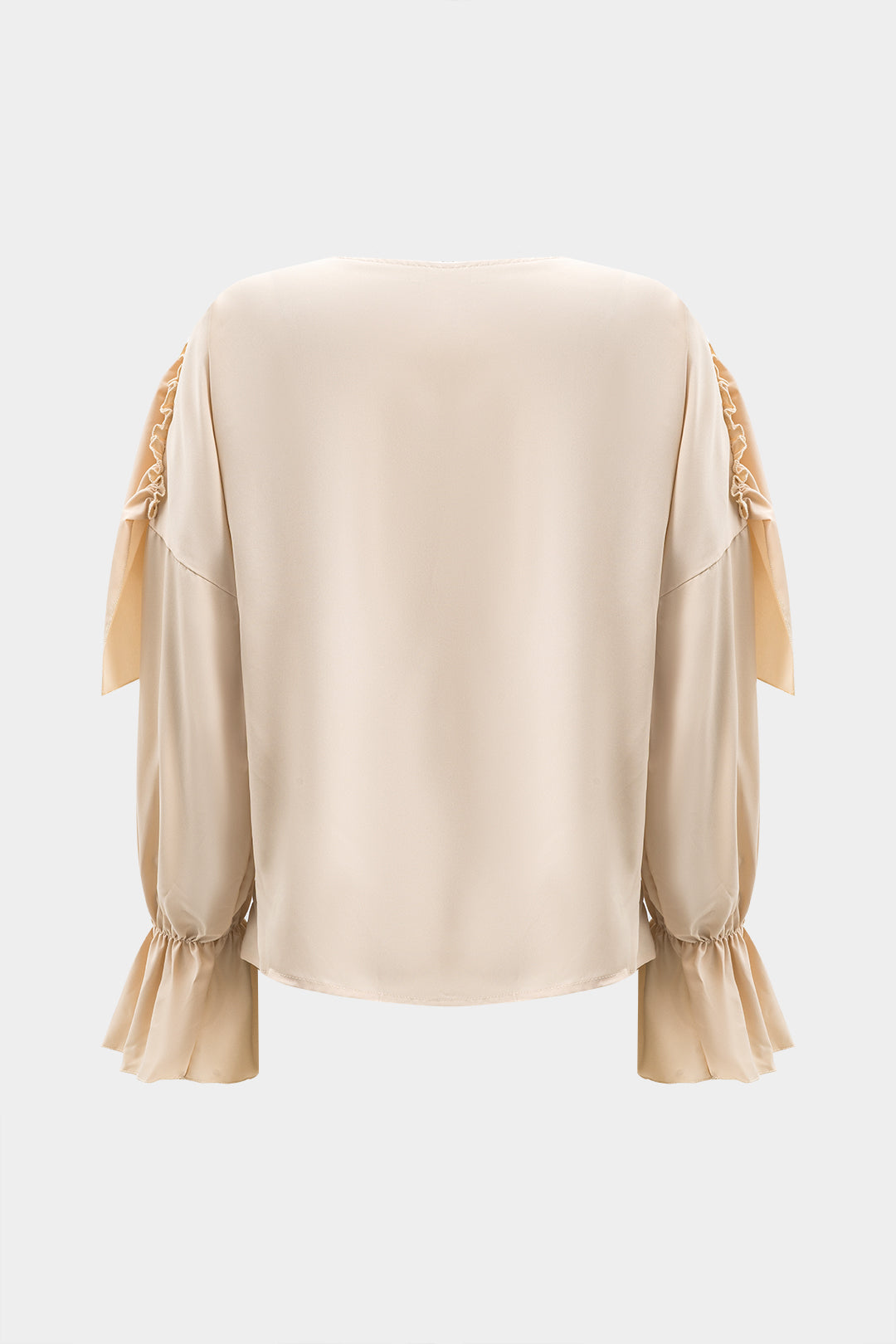 Ruched Ruffle Long-Sleeve Shirt