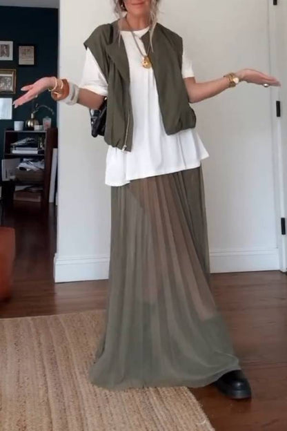 Chaleco de trabajo informal con cremallera para mujer