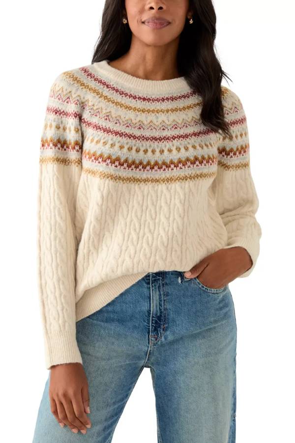 Suéter de cuello redondo con mezcla de cables Fairisle para mujer 
