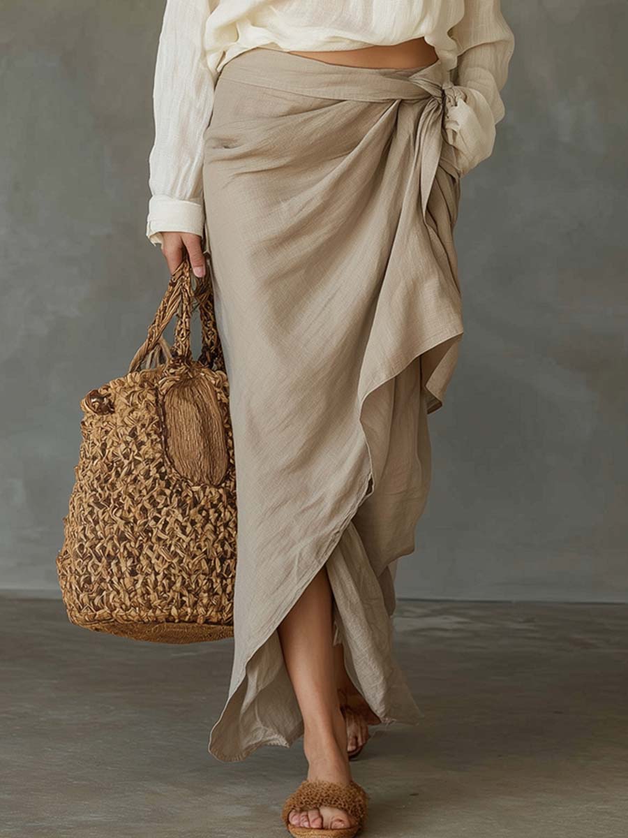 Vintage Cotton And Linen T-shirt And Skirt Set