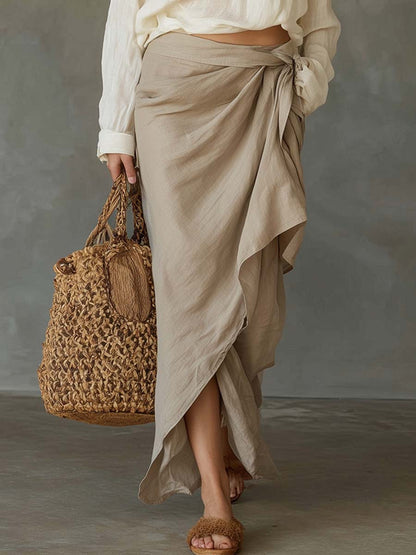 Vintage Cotton And Linen T-shirt And Skirt Set