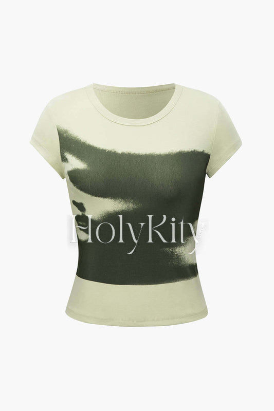 Abstract Graphic Round Neck T-Shirt