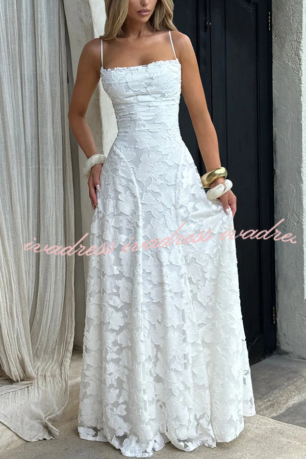 Francis Floral Burnout Jersey Fabric Cowl Neck Back Lace-up Maxi Dress