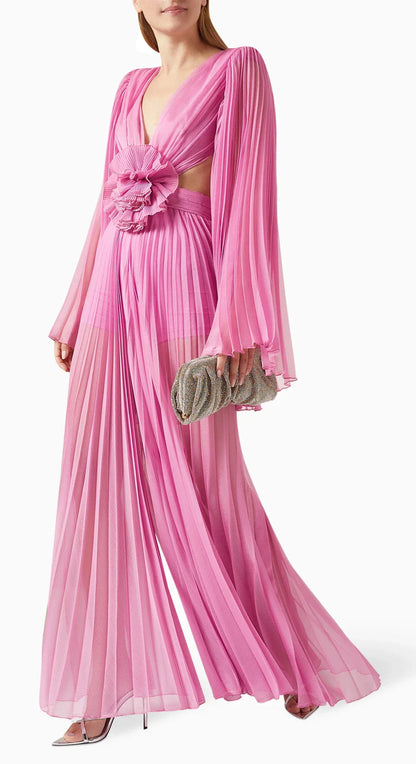 Pink 3D Floral Maxi Dress