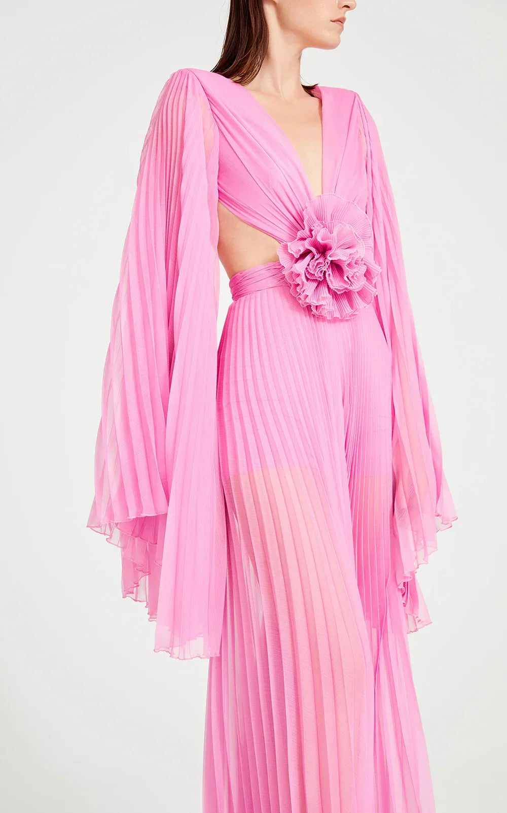 Pink 3D Floral Maxi Dress