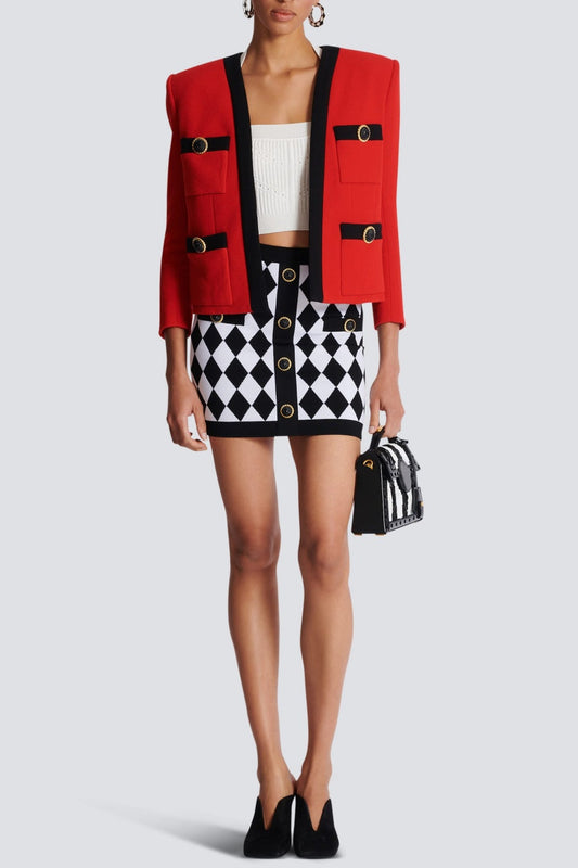 Abiga Diamond Jacquard Knit Skirt