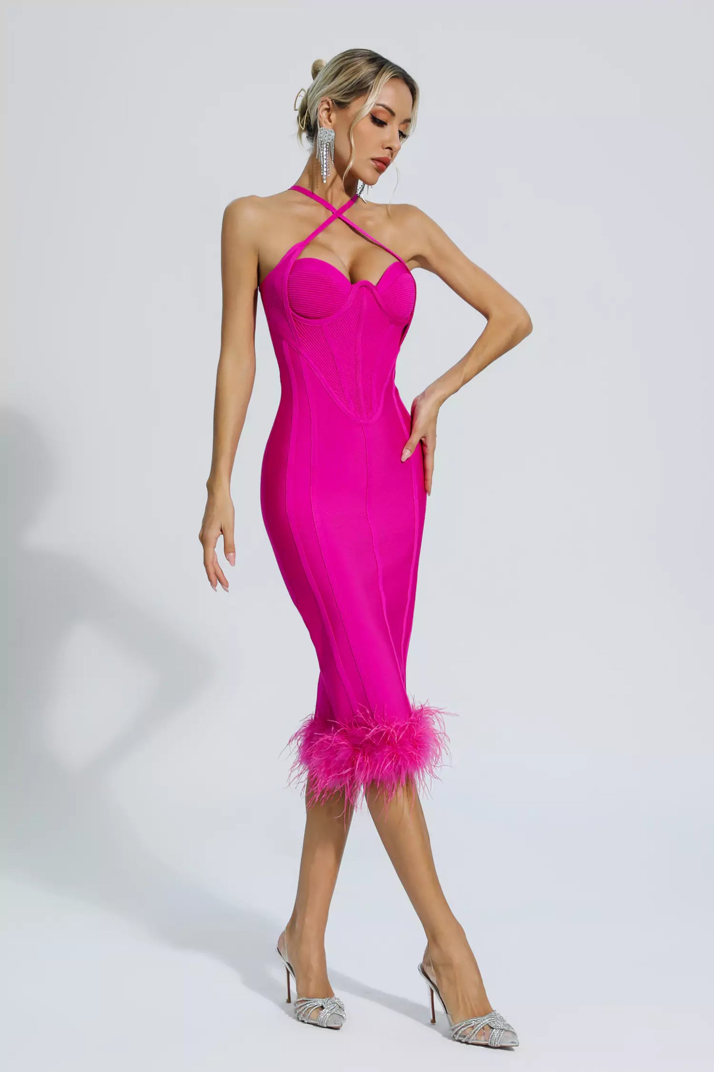 Aleah Rose Red Halterneck Bandage Dress