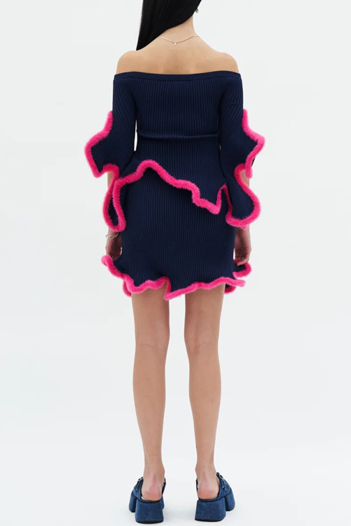 Alessia Off Shoulder Wavy Knit Top & Skirt Set