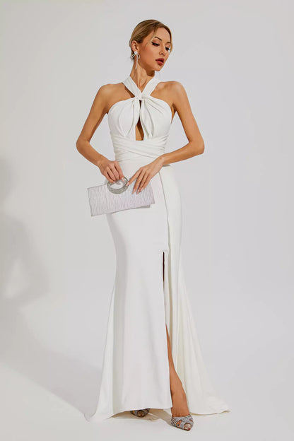 Alexia White Maxi Halter Dress
