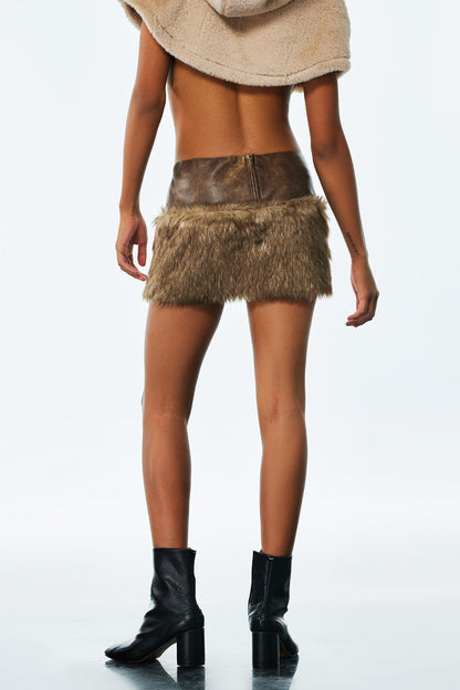 Alrik Faux Fur Leather Skirt
