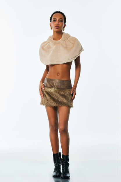 Alrik Faux Fur Leather Skirt
