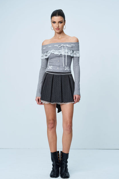 Alyshea Bow Ruffle Lace Skirt