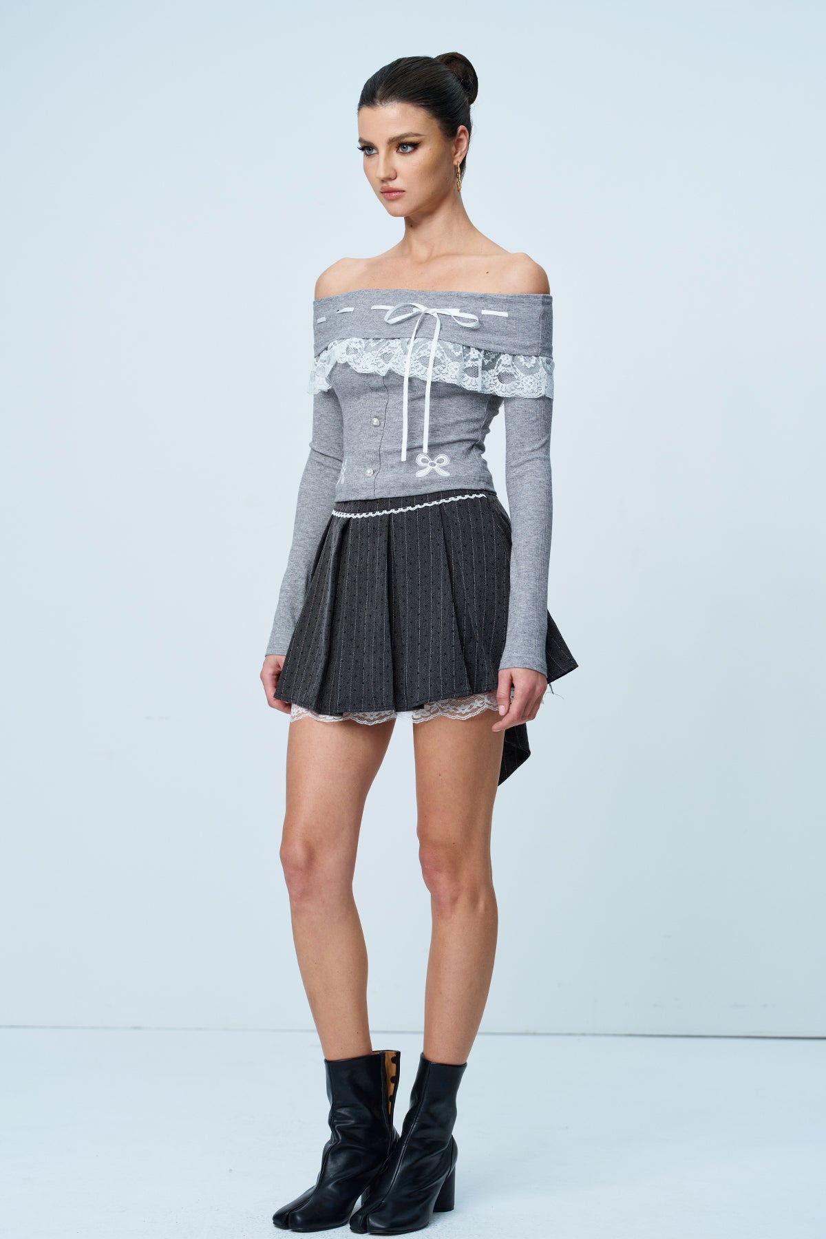 Alyshea Bow Ruffle Lace Skirt