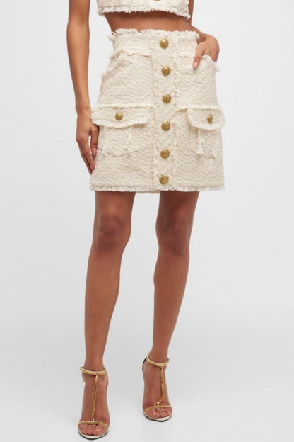 Amaia Tweed Sleeveless Buttoned Crop Top