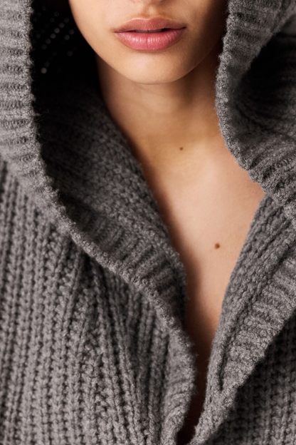Ambra Ribbed Hooded Cardigan