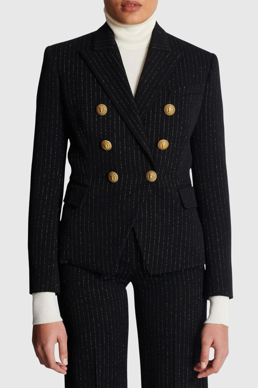 Amira Pinstripe Buttoned Blazer & Pants Set