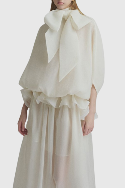 Amori Ruffle Bow Top & Maxi Skirt Set