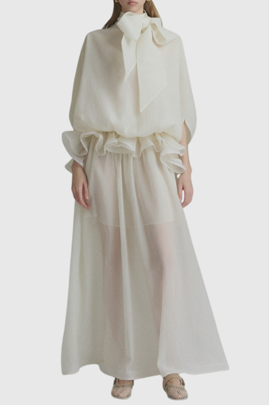 Amori Ruffle Bow Top & Maxi Skirt Set