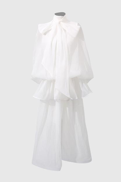 Amori Ruffle Bow Top & Maxi Skirt Set