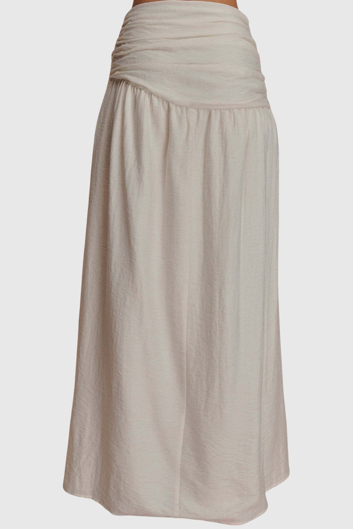 Annike Ruched Top & Knot Maxi Skirt Set - White