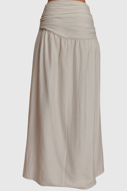 Annike Ruched Top & Knot Maxi Skirt Set - White