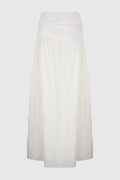 Annike Ruched Top & Knot Maxi Skirt Set - White
