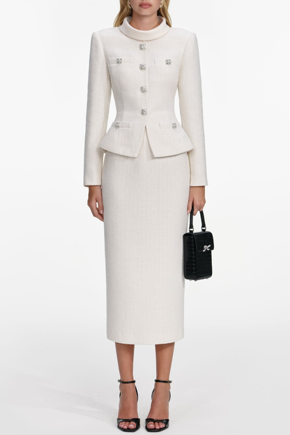 Archiba Tweed Blouse Top & Midi Skirt set