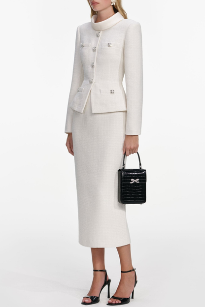 Archiba Tweed Blouse Top & Midi Skirt set