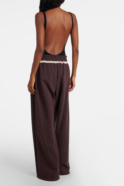 Ardesia Crochet-trimmed Sweatpants - Chocolate