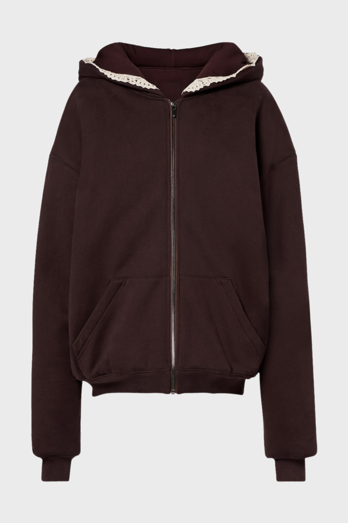Ardesia Crochet-trimmed Zip-up Hoodie - Chocolate