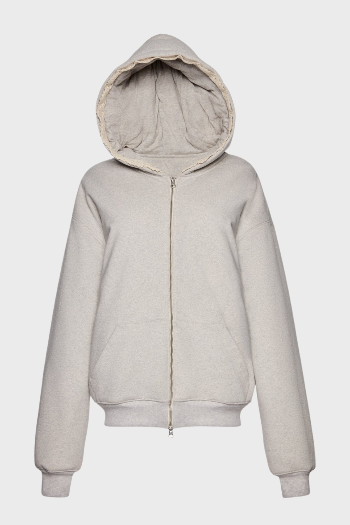 Ardesia Crochet-trimmed Zip-up Hoodie - Grey