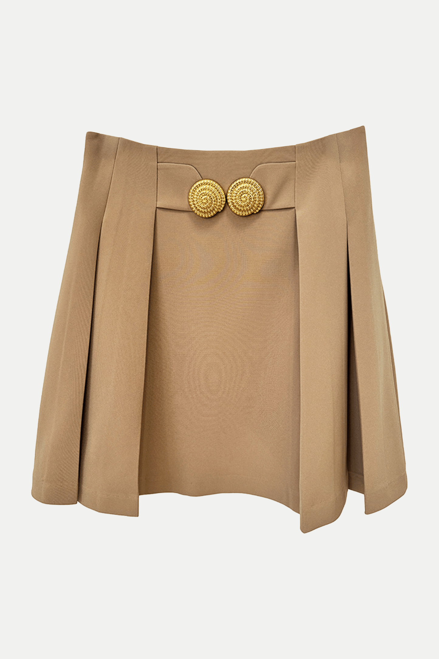 Asina Gold Buttoned Mini Skirt - Khaki