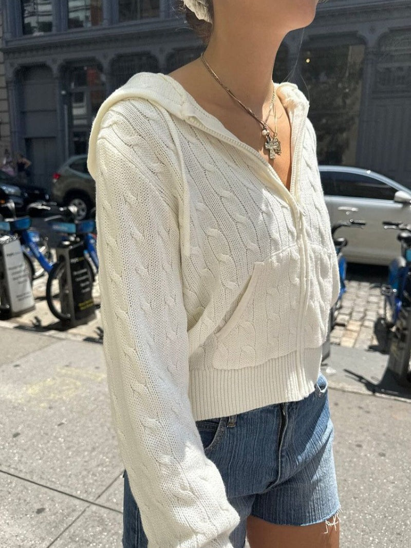 Ayla Cable Knit Zip Up Hoodie