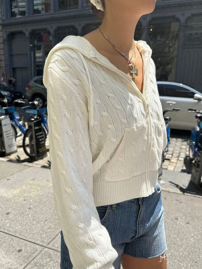 Ayla Cable Knit Zip Up Hoodie