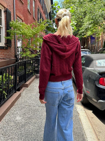 Ayla Cable Knit Zip Up Hoodie