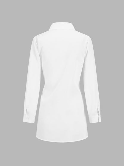 Semi-Sheer Button Down Tied Long Shirt