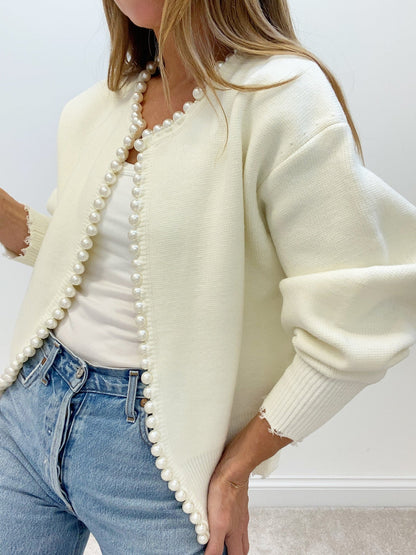 Pearl Trim  Knit Cardigan