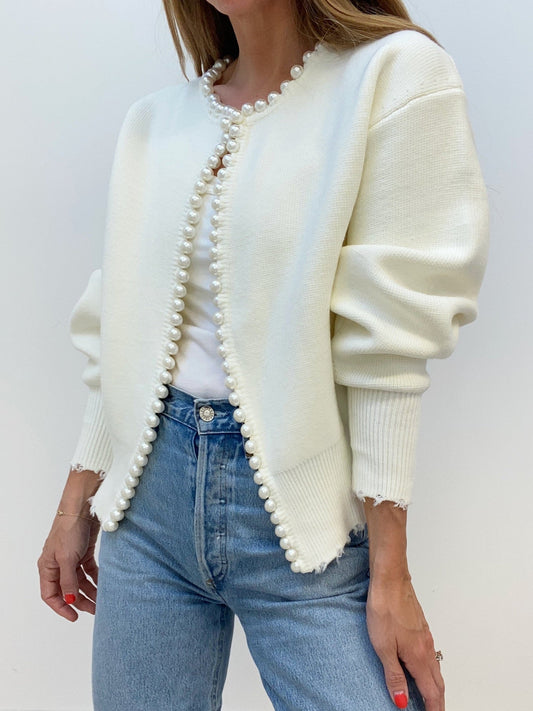 Pearl Trim  Knit Cardigan