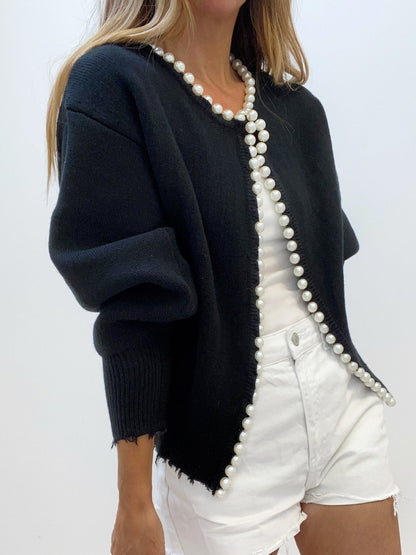 Pearl Trim  Knit Cardigan