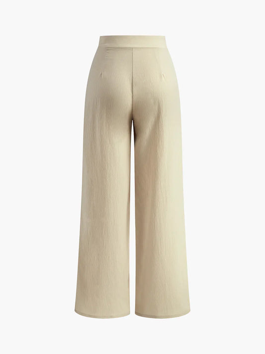Pleated Wide Leg Trousers | High Waist Minimalist Design