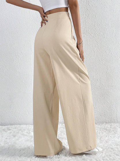 Pleated Wide Leg Trousers | High Waist Minimalist Design