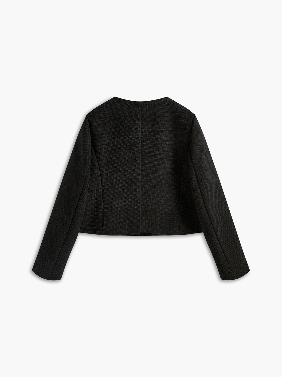 Maison Black Tweed Jacket | Gold Buttons | Structured Short Fit