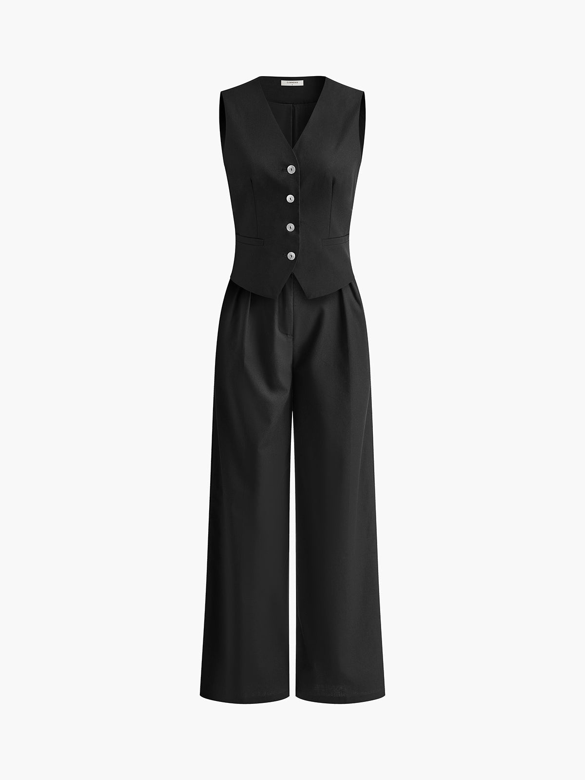 Tailored  Linen Vest & Wide-Leg Pants Set