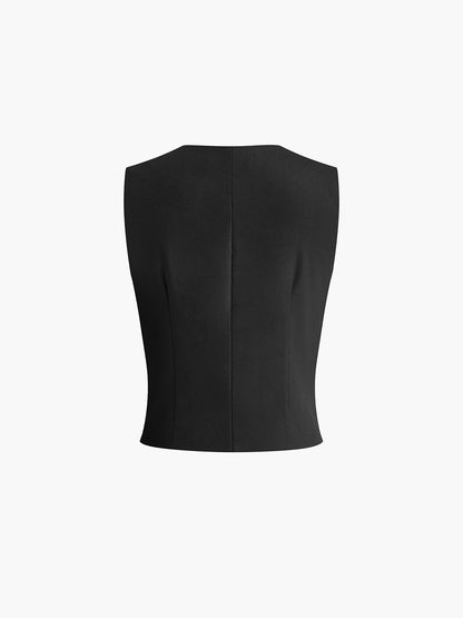 Tailored  Linen Vest & Wide-Leg Pants Set