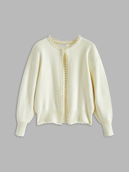 Pearl Trim  Knit Cardigan