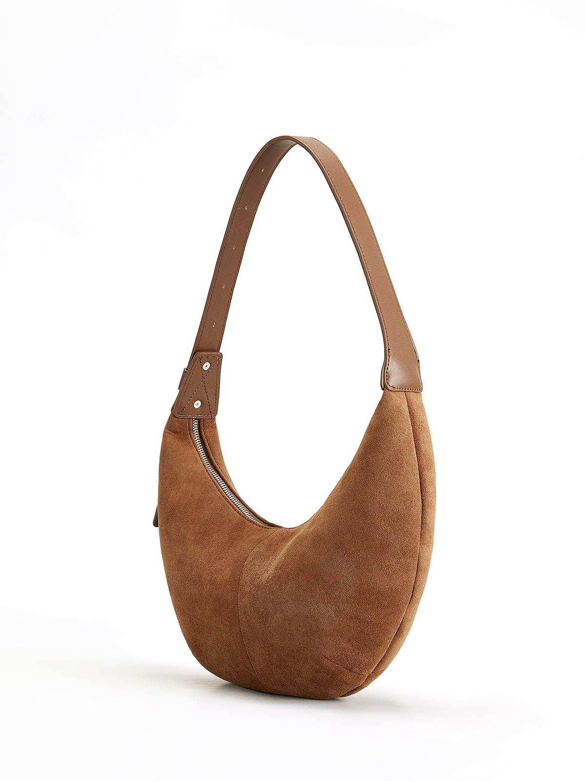 Crescent Suede Brown Shoulder Bag