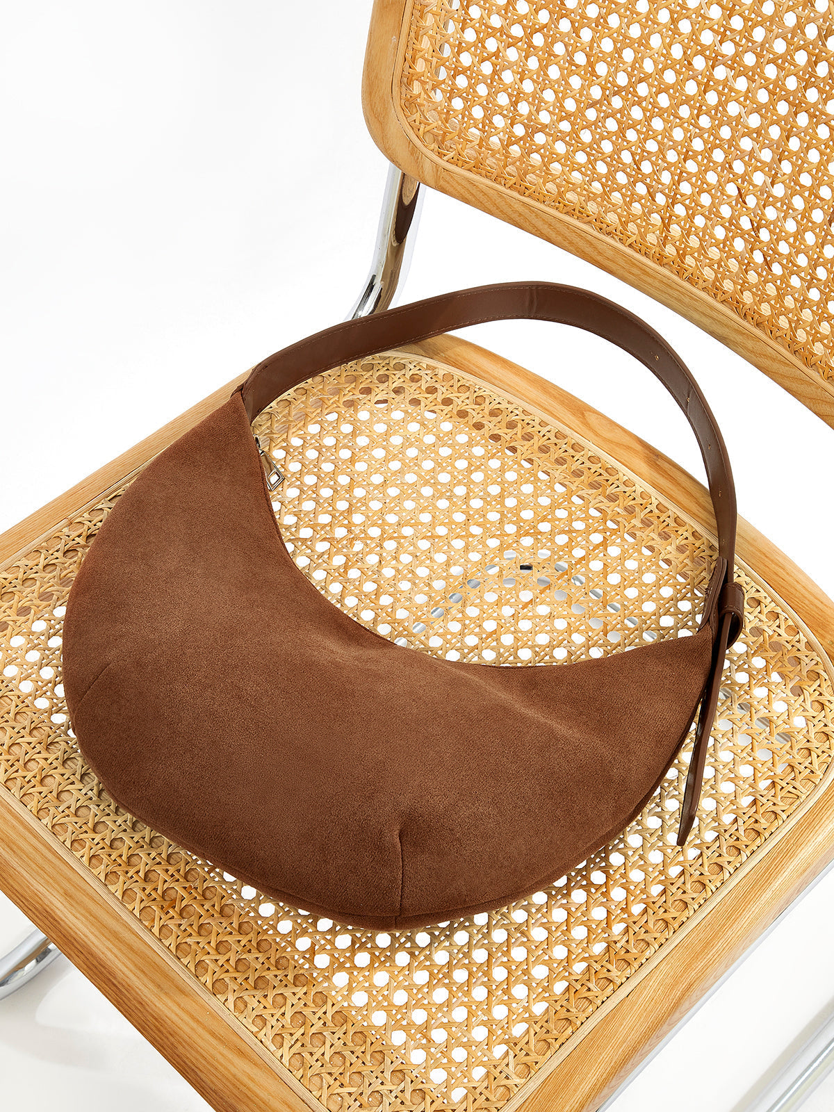 Crescent Suede Brown Shoulder Bag