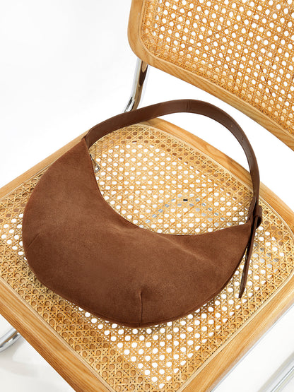 Crescent Suede Brown Shoulder Bag