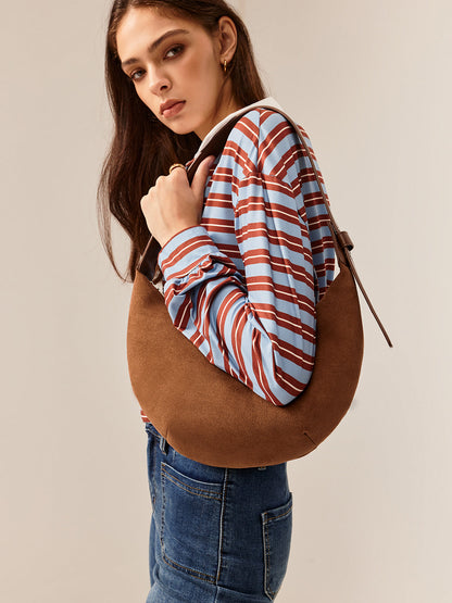 Crescent Suede Brown Shoulder Bag